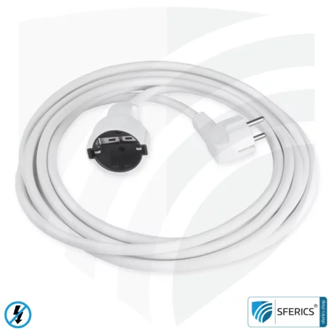 Shielded extension cable | white | schuko extension for shielding electrical and magnetic alternating fields LF