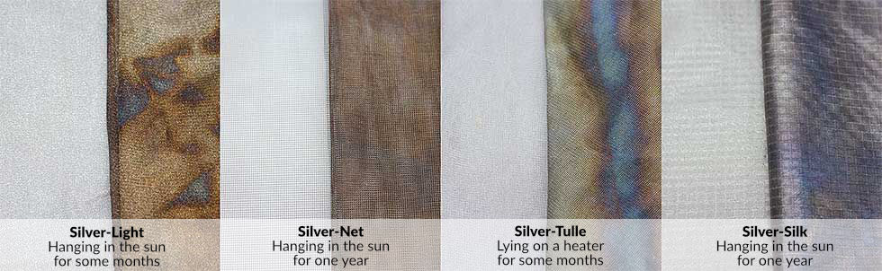 Typical discoloration of silver fabric which inevitably happen.