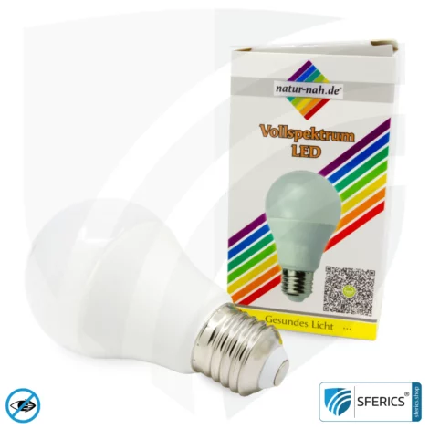 8 watt LED full spectrum | bright like 60 watts, 560 lumens | CRI 95 | flickerfree | daylight | E27 | business quality