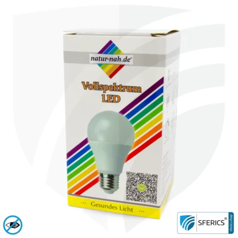 8 watt LED full spectrum | bright like 60 watts, 560 lumens | CRI 95 | flickerfree | daylight | E27 | business quality