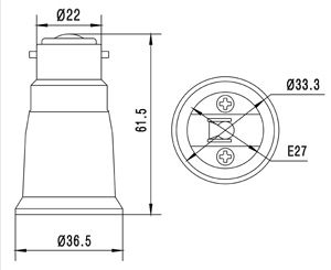 Adapter B22 auf E27 Schema