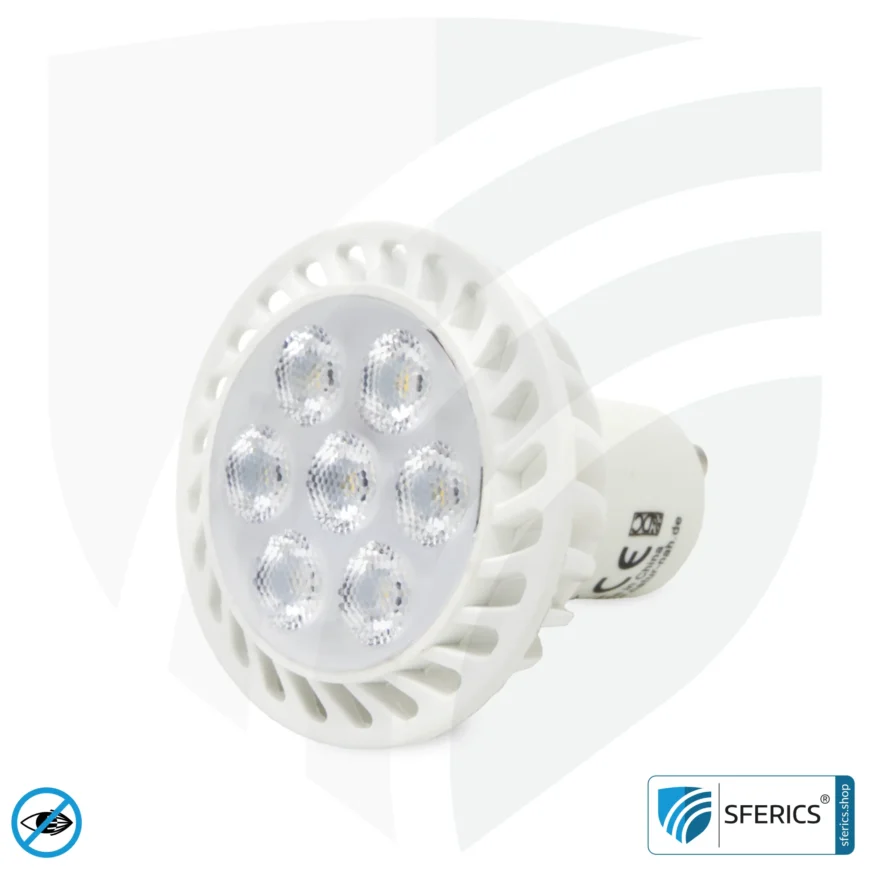 6 watt LED spot full spectrum 3step | dimming without dimmer: bright like 35 watts (100%), 50% or 15%, 480 lumens | CRI 95 | flickerfree | daylight | GU10 | business quality