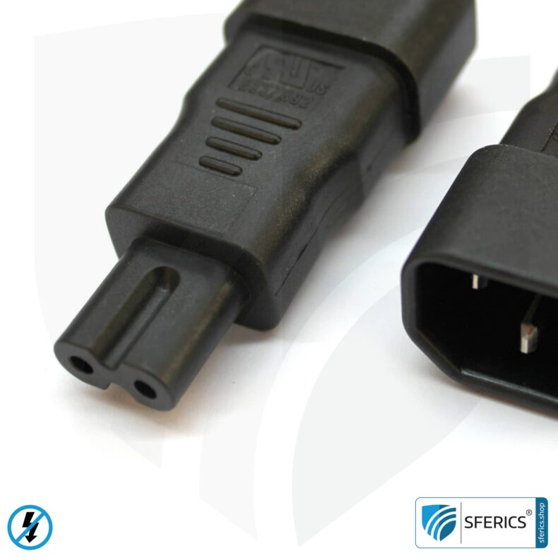 Adapter C13 plug to two-pin C7 plug | plug change for the IEC cable