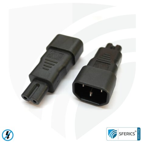 Adapter C13 plug to two-pin C7 plug | plug change for the IEC cable