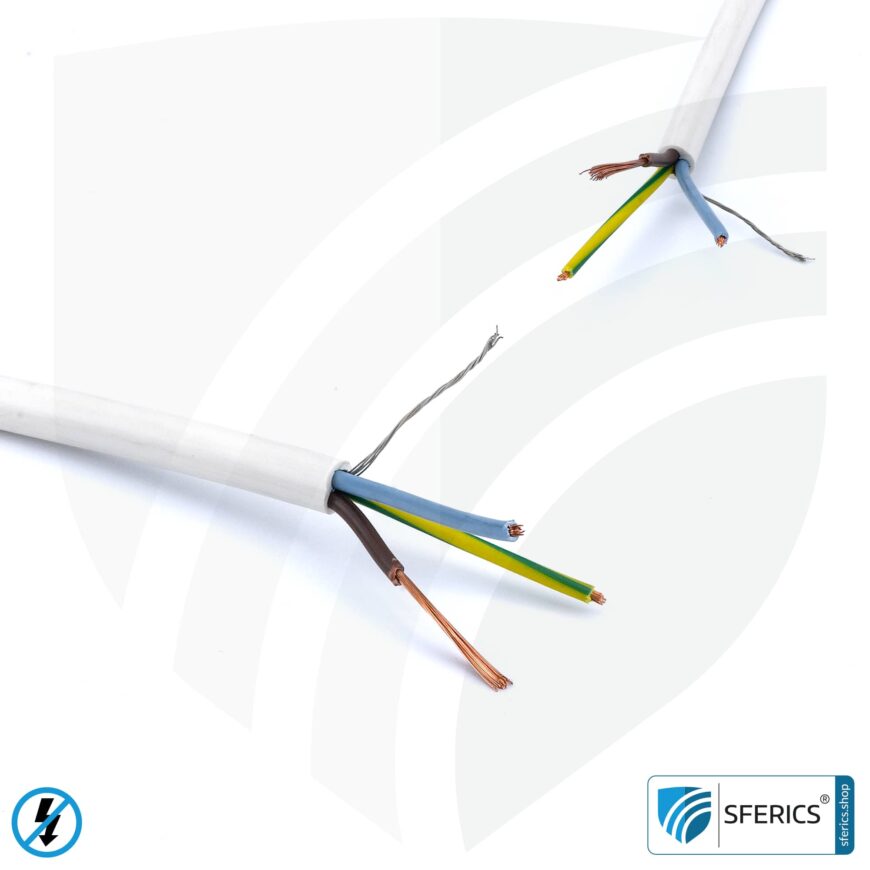 (H)05VV-F3G shielded and very flexible electrical cable | 3x 0.75 mm² | flexible cable to limit alternating electrical fields LF | for non-location-based, mobile consumers