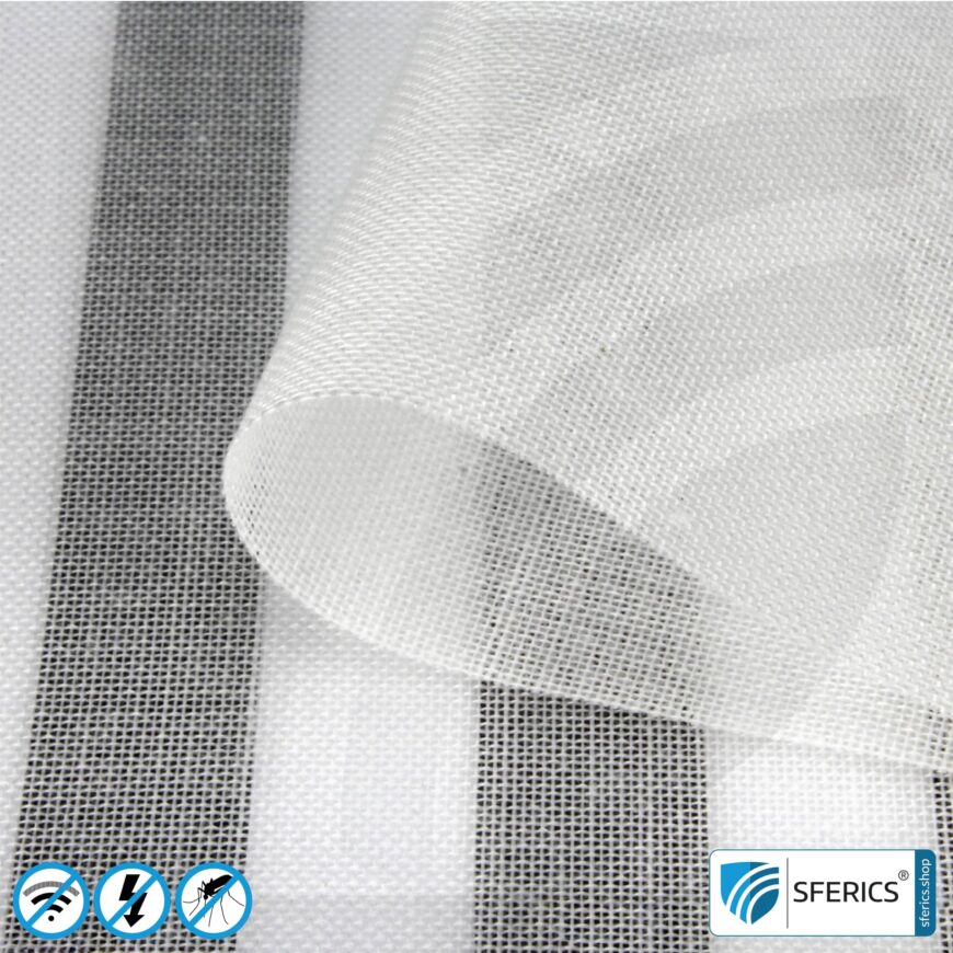 EVOLUTION shielding fabric | ideal for production of curtains and canopies | RF screening attenuation against electrosmog up to 31 dB | TÜV-SÜD quality tested