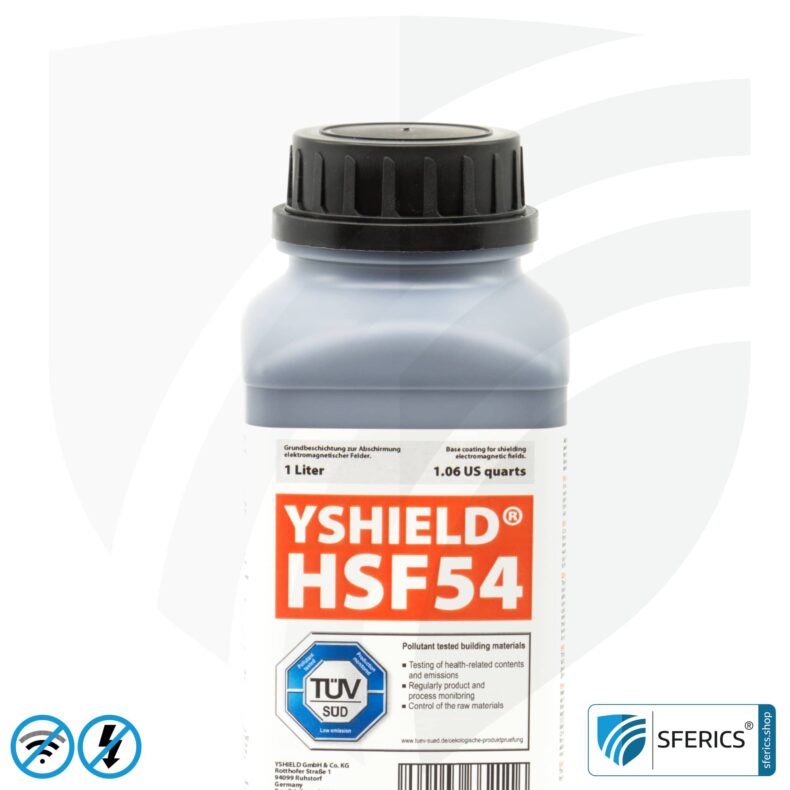Shielding paint HSF54 | RF screening attenuation against electrosmog up to 90 dB at 40 GHz | classic shielding paint from YSHIELD | TÜV SÜD certified | effective on 5G!
