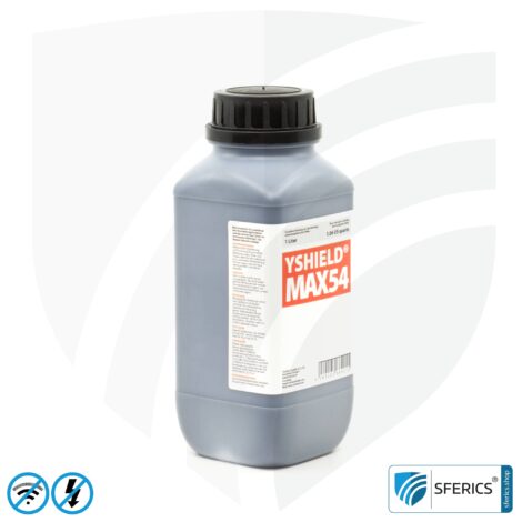 Shielding paint MAX54 | RF screening attenuation against electrosmog up to 100 dB at 40 GHz | developed for maximum shielding against electrosmog by 5G or WIFI 6