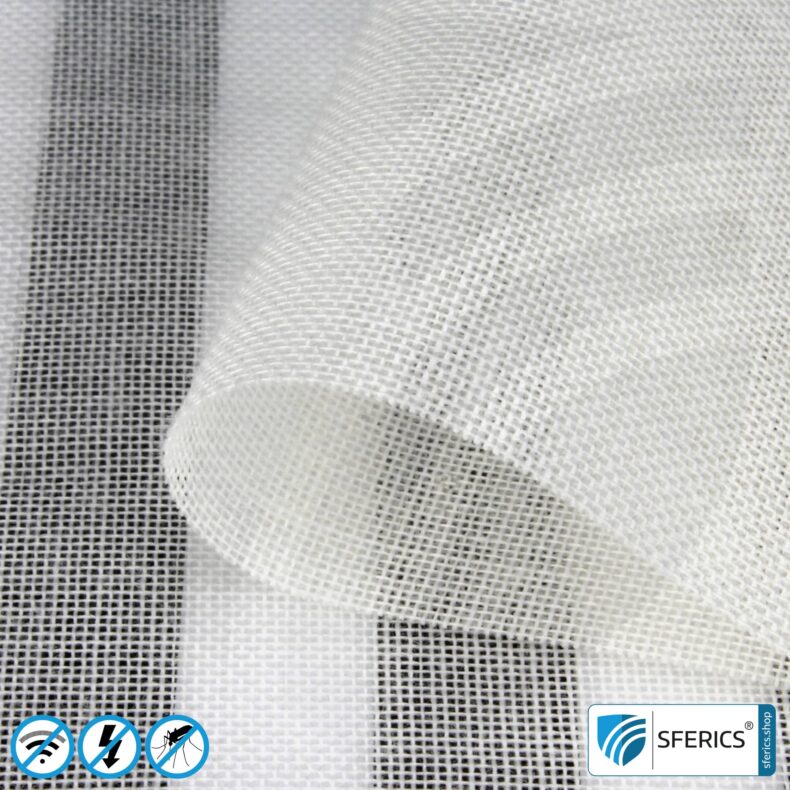 NATURELL shielding fabric | ideal for curtains and canopies | RF screening attenuation against electrosmog up to 40 dB | TÜV-SÜD quality tested | 5G ready!