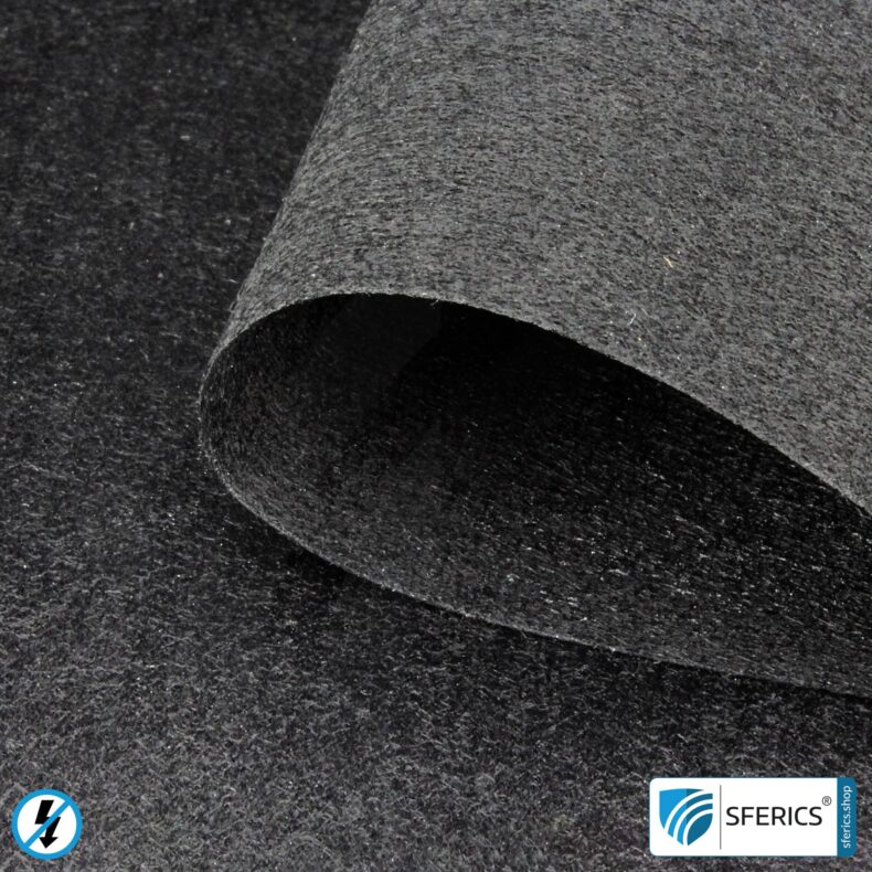 Shielding fleece NCV95 | Protection against electrosmog caused by alternating electric fields LF (domestic current) | For laying. 40 dB shielding effectiveness NF. 100 cm width.