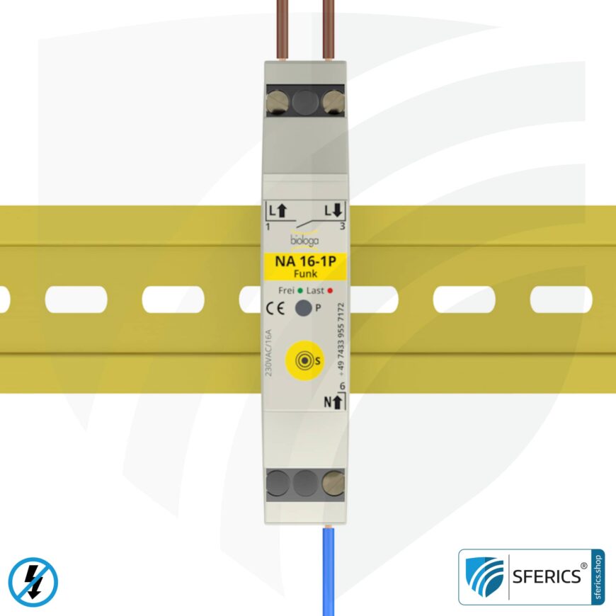 Demand switch NA 16-1P radio with dual operating mode | master switch set-up | building biological radio technology according to EnOcean standard | LED control lamp included