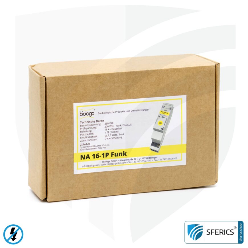 Demand switch NA 16-1P radio with dual operating mode | master switch set-up | building biological radio technology according to EnOcean standard | LED control lamp included