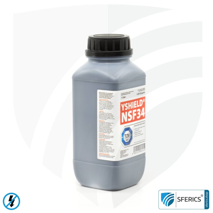 Shielding paint NSF34 | LF screening attenuation against electrosmog up to 80 dB | protection against low-frequency electrical fields (domestic electricity) | TÜV SÜD certified