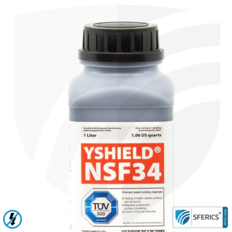 Shielding paint NSF34 | LF screening attenuation against electrosmog up to 80 dB | protection against low-frequency electrical fields (domestic electricity) | TÜV SÜD certified