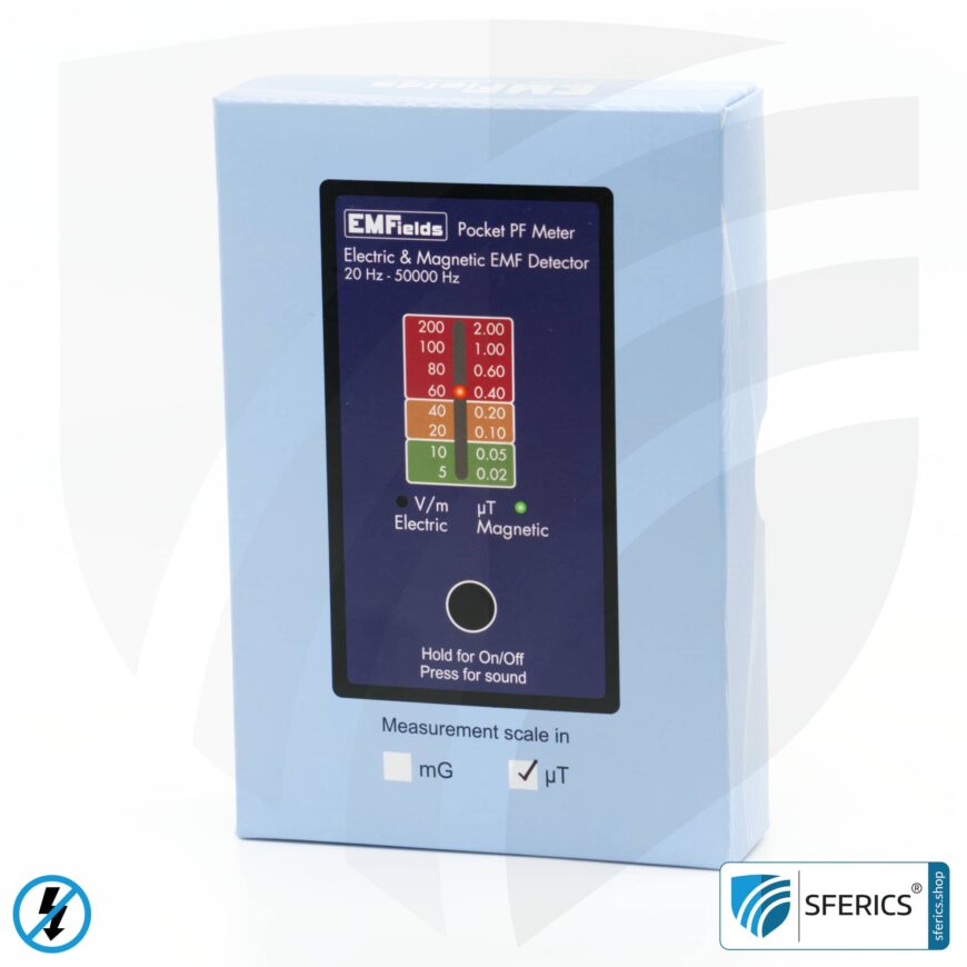 Pocket PF5 Meter | Potential-free low frequency measuring device for electrosmog | Detection of alternating electrical fields and magnetic fields | Measuring range 15 to 50,000 Hz