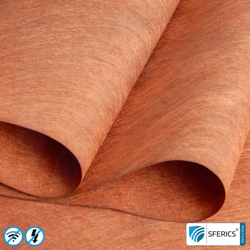 Shielding fleece SAPHIR | fibre fleece with copper coating | RF screening attenuation against electrosmog up to 56 dB | 100 cm width. Effective against 5G!