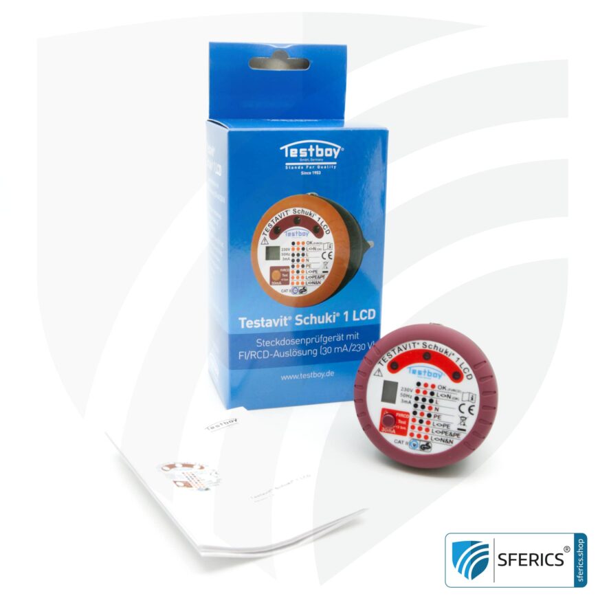 TESTAVIT SCHUKI 1 LCD | socket tester with RCD tripping | quick check of grounding, wiring and RCD circuit breaker.