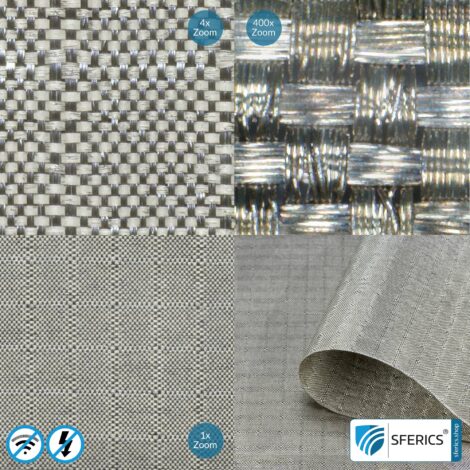 SILVER SILK shielding fabric | ideal for production of mobile phone cases and clothing | RF screening attenuation against electrosmog up to 58 dB | RFID/NFC data protection | TÜV-SÜD quality tested. Effective against 5G!