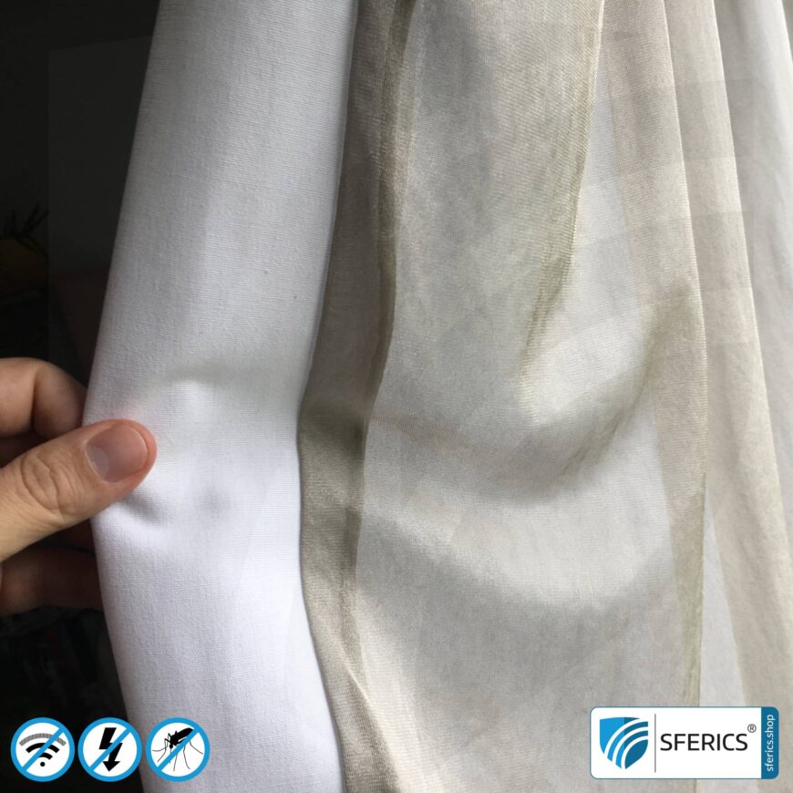 SILVER TULLE shielding fabric | ideal for production of canopies and curtains | RF screening attenuation against electrosmog up to 50 dB | TÜV-SÜD quality tested | Effective against 5G!