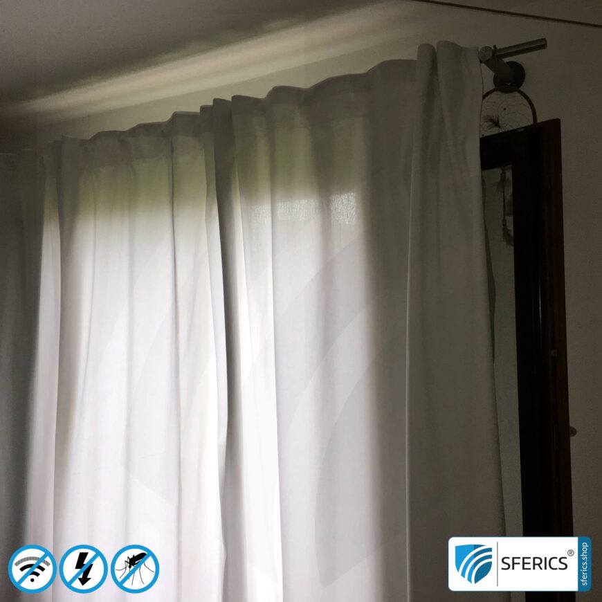 SILVER TULLE shielding fabric | ideal for production of canopies and curtains | RF screening attenuation against electrosmog up to 50 dB | TÜV-SÜD quality tested | Effective against 5G!