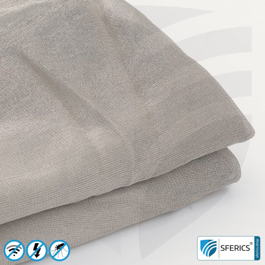 SILVER TULLE shielding fabric | ideal for production of canopies and curtains | RF screening attenuation against electrosmog up to 50 dB | TÜV-SÜD quality tested | Effective against 5G!