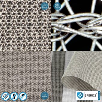 SILVER TULLE shielding fabric | ideal for production of canopies and curtains | RF screening attenuation against electrosmog up to 50 dB | TÜV-SÜD quality tested | Effective against 5G!