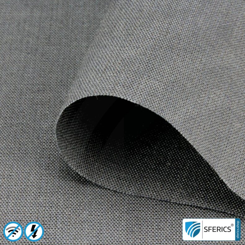 STEEL GRAY shielding fabric | for curtains, bedding and blankets | RF screening attenuation against electrosmog up to 42 dB | TÜV-SÜD quality tested | Effective against 5G!