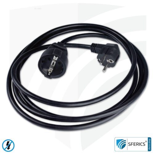 Shielded extension cable | black | schuko extension for shielding electrical and magnetic alternating fields LF