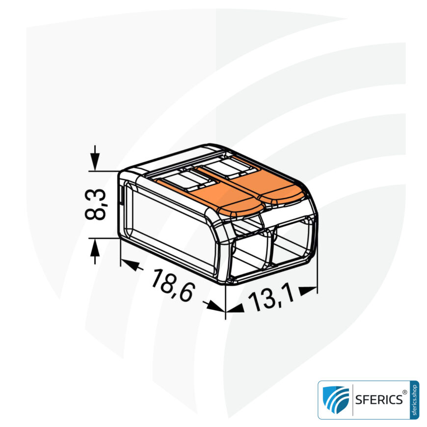 WAGO compact splicing connector, series 221 | model 221-412 | for 2 solid, fine-stranded and stranded cables | alternative to classic connector blocks