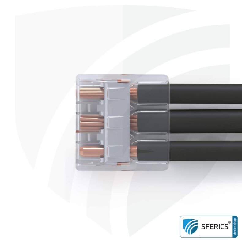 WAGO compact splicing connector, series 221 | model 221-413 | for 3 solid, fine-stranded and stranded cables | alternative to classic connector blocks