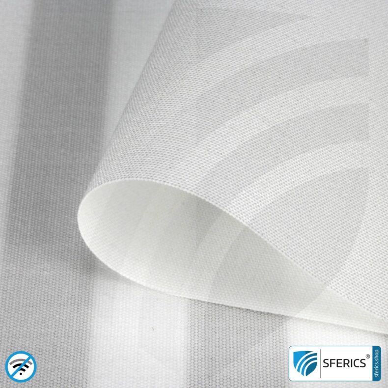 WEAR shielding fabric | ideal for production of clothing | RF screening attenuation against electrosmog up to 28 dB | TÜV-SÜD quality tested. Protection from mobile phone radiation when travelling.