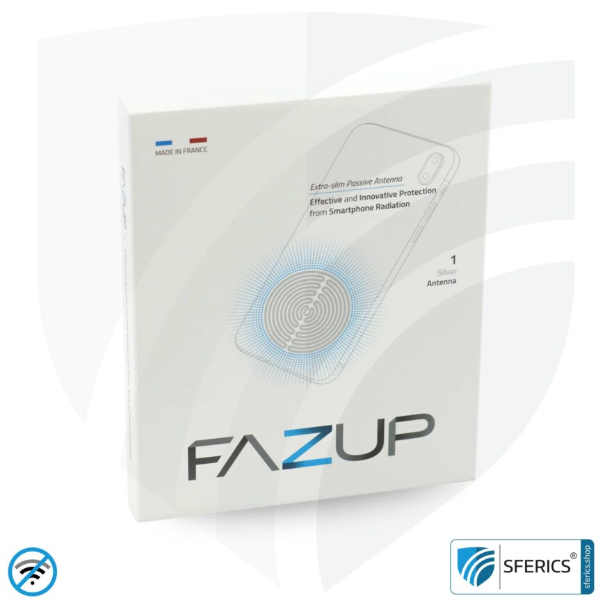 FAZUP antenna patch | SILVER | innovative technology against electrosmog | protects against unnecessarily high radiation from your own mobile phone | no esotericism or harmonization. reduction is measurable!