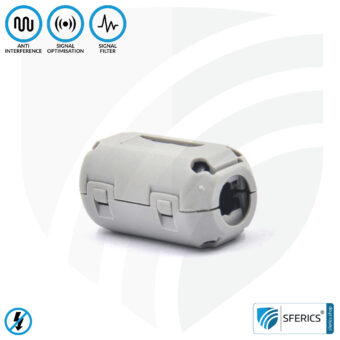 Ferrite core filter against electrosmog in the headset cable | grey, clickable, for 5mm cable | FREE 1 piece as a gift!