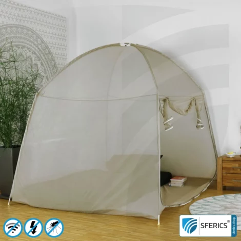 Shielding Tent SAFECAVE Superking | anti electrosmog full protection | mobile radiation protection against WIFI, cell phone, LTE, 5G, ... with efficiency over 99.99% (42 dB) | free-standing, without ceiling suspension | groundable LF
