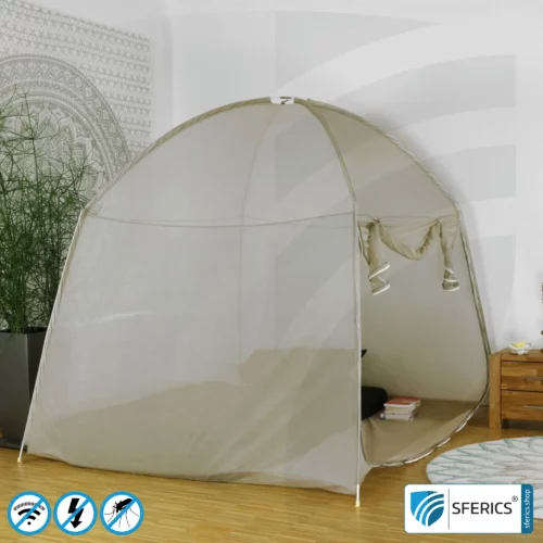 Shielding Tent SAFECAVE SUPERKING with 175cm width | anti electrosmog full protection | mobile radiation protection against WIFI, cell phone, LTE, 5G, ... with efficiency over 99,99% (42 dB) | free-standing, without ceiling suspension | groundable