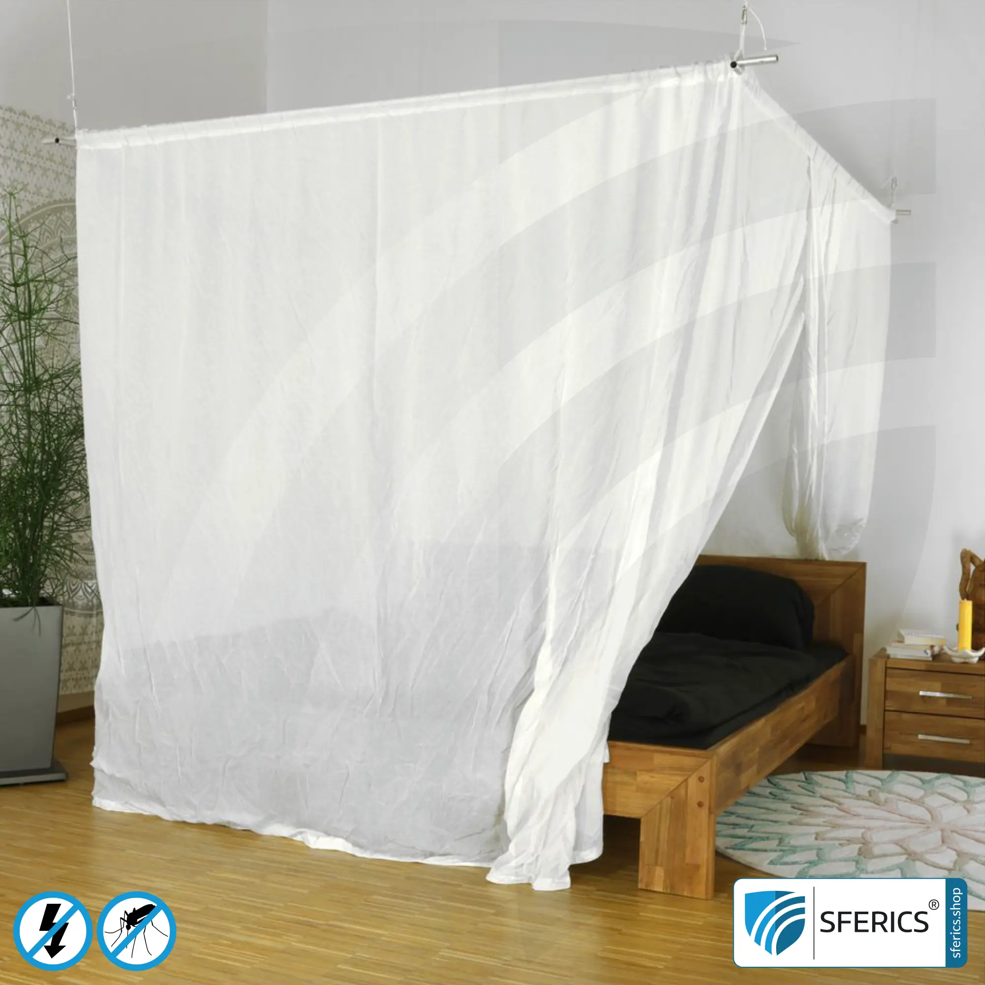 Shielding canopy electrosmog RF | DOUBLE BED or GRAND KING SIZE | Shielding radio up to 99.99 % (40 dB). Effective against mobile phone radiation, WIFI, etc.