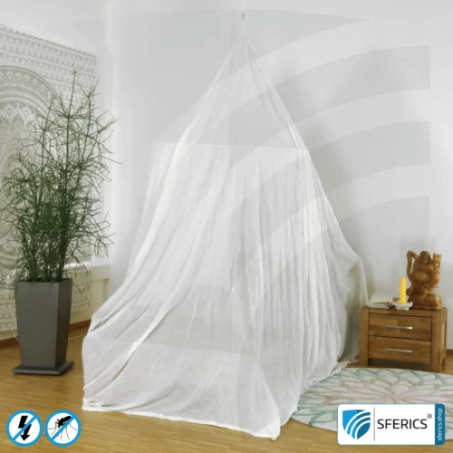 Shielding canopy electrosmog EMF | PYRAMID FOR THE SINGLE BED | Shielding effectiveness HF up to 99,99% (40 dB) | SFERICS® invest4life program | High reduction of RF radiation, WIFI, etc.