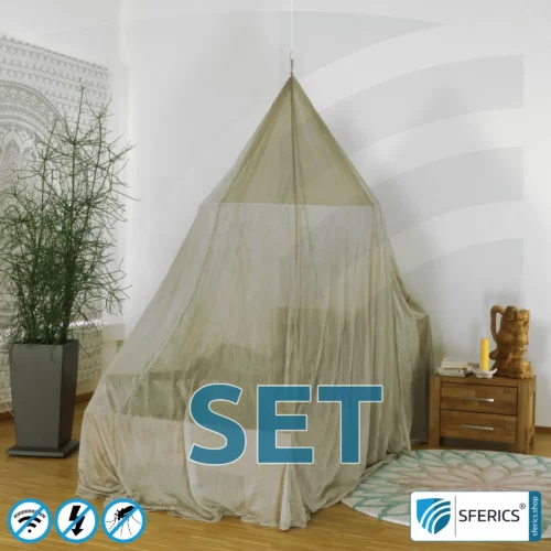 Shielding canopy Electrosmog ULTRA in a set | SINGLE BED PYRAMID | Shielding EMF over 99,99% (48 dB) | Groundable LF | Effective against 5G!