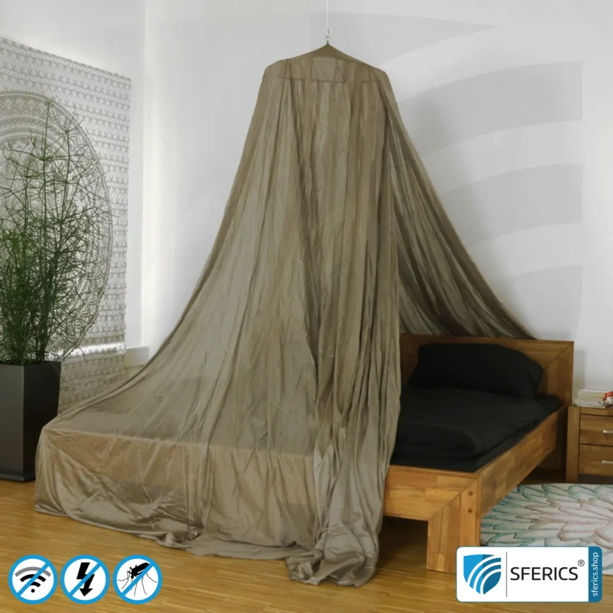 Shielding canopy electrosmog BUDGET | DOUBLE BED | pyramid shape | Shielding RF over 99.99% (44 dB) | groundable | Made in China