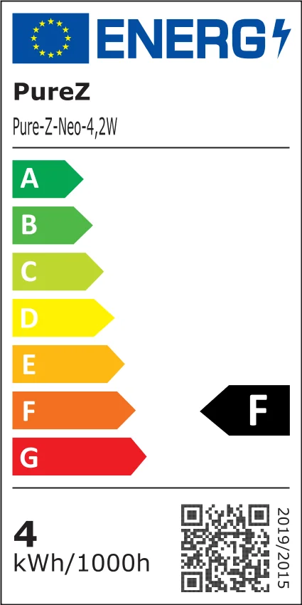 4.2 watt LED filament Pure-Z NEO | bright as 38 watts, 400 lumens | CRI 97 | flicker-free | warm white | E27