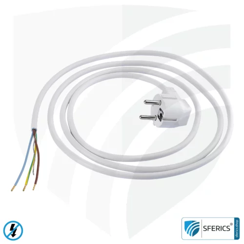 Shielded device connection cable with free end | white | electric cable for shielding electrical and magnetic alternating fields LF