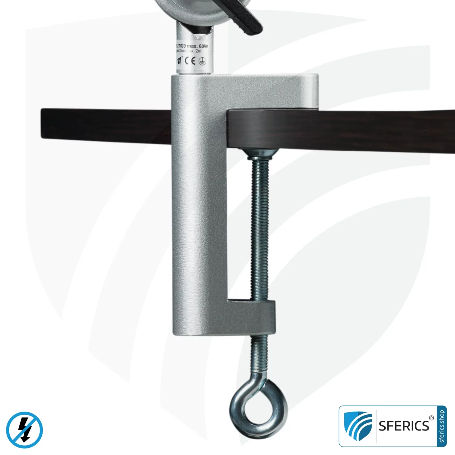 Clamping foot for shielded lamp fixation for desk, work station or workshop | design SILVER.