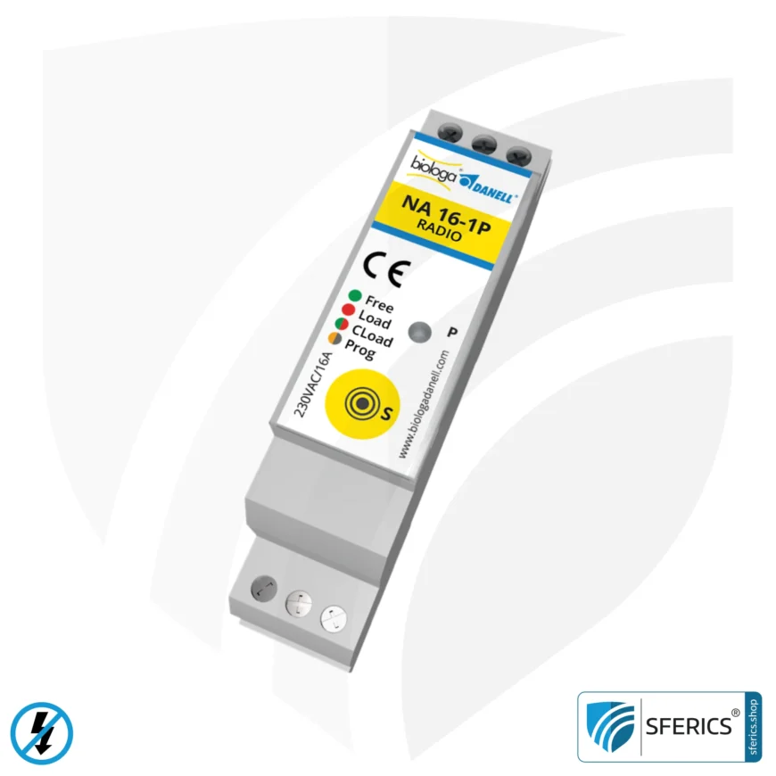 Demand switch NA 16-1P radio with dual operating mode | master switch set-up | building biological radio technology according to EnOcean standard | LED control lamp included