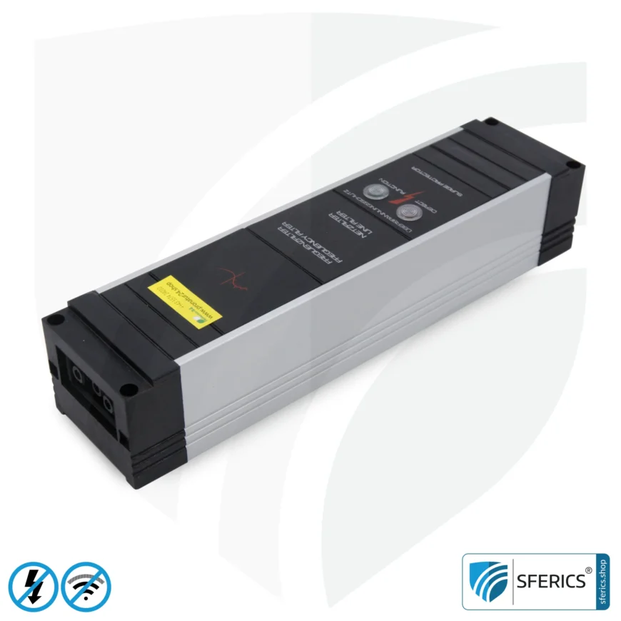 Powerline filter for groundable canopy, tent and sleeping bag | shielding range from 2 to 68 MHz | attenuation of Powerline (PLC / DLAN) frequencies from the grounding cable
