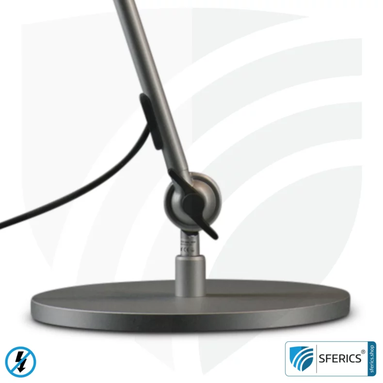 Table stand for shielded lamp fixation for desk, work station or workshop | design SILVER.