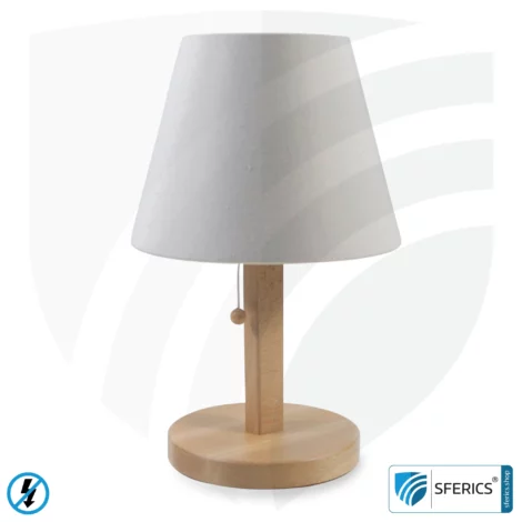 Shielded table lamp made of beech wood | lampshade NATURE | Chintz, a cotton fabric with a linen weave | E27 socket
