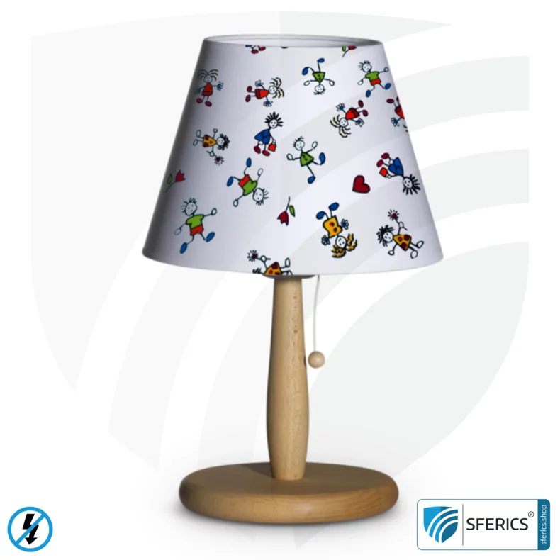 Shielded table lamp made of beech wood | lampshade CHILDREN made of cotton fabric | E27 socket