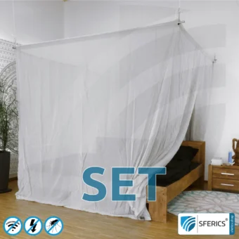 Shielding canopy Electrosmog PRO light in a set | DOUBLE BED resp. GRAND KING SIZE | Radio shielding up to 99.99% (42 dB). Groundable. Effective against 5G!