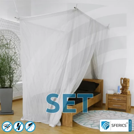 Shielding canopy Electrosmog PRO light in a set | SINGLE BED | EMF shielding up to 99.99% (42 dB). Groundable. Effective against 5G!