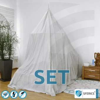 Shielding canopy Electrosmog PRO light in a set | SINGLE BED PYRAMID | EMF shielding up to 99.99% (42 dB). Groundable. Effective against 5G!